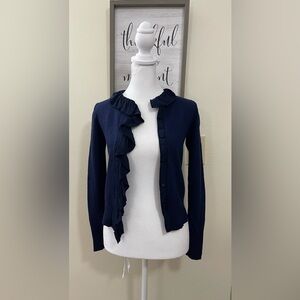 J. Crew Women’s 100% Merino Wool Ruffles Button Up Cardigan Sweater Size XSmall.